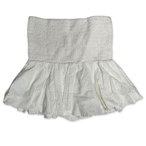 American Eagle Strapless Smocked Eyelet Tube Top Women’s Medium White NWT